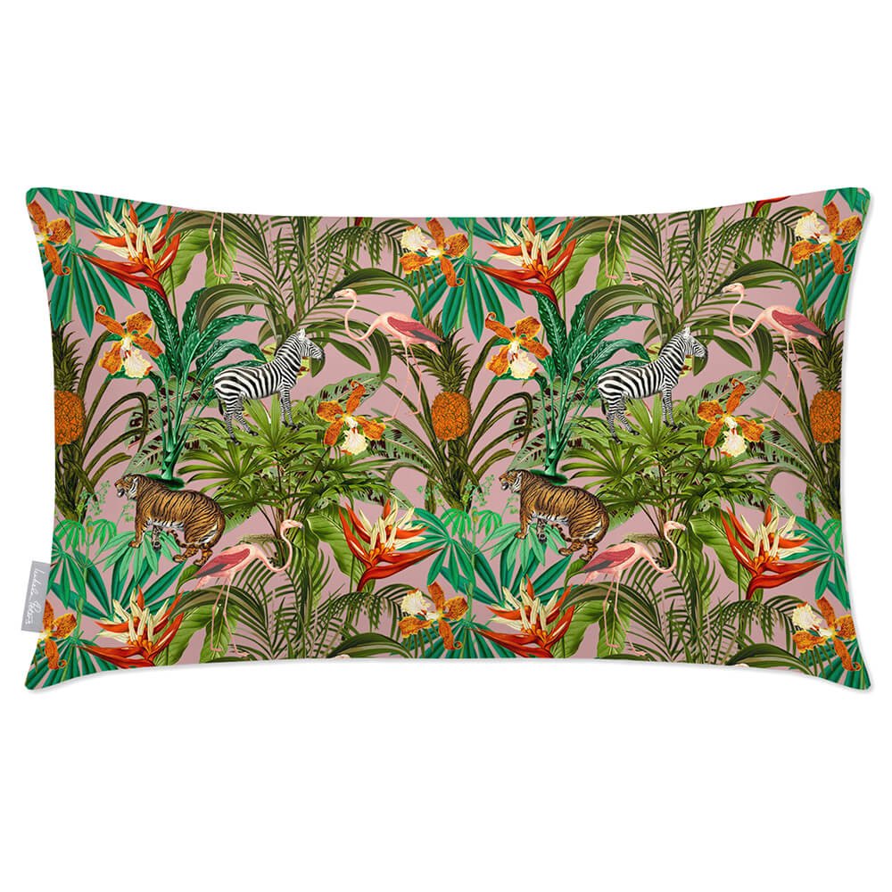 Outdoor Garden Waterproof Rectangle Cushion - Jungle Fusion - Rosewater 50 x 30 cm by Izabela Peters