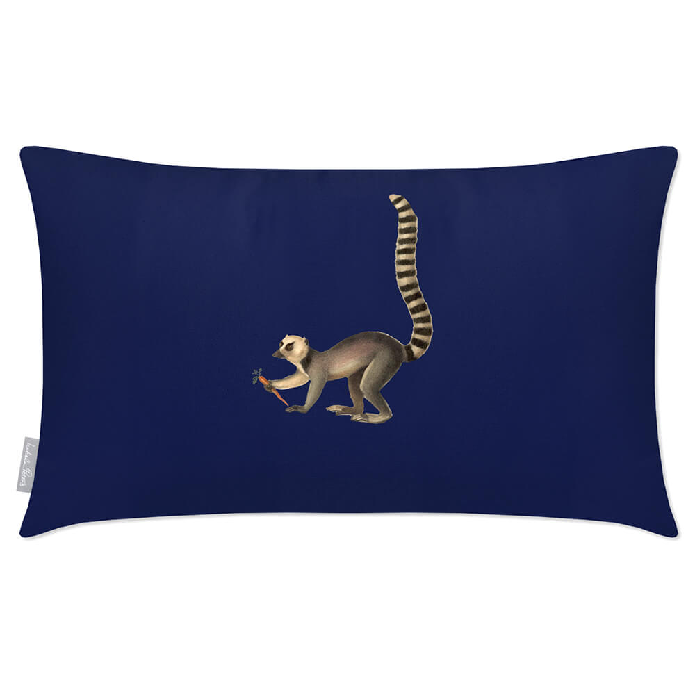 Outdoor Garden Waterproof Rectangle Cushion - Lemur - Midnight 50 x 30 cm by Izabela Peters