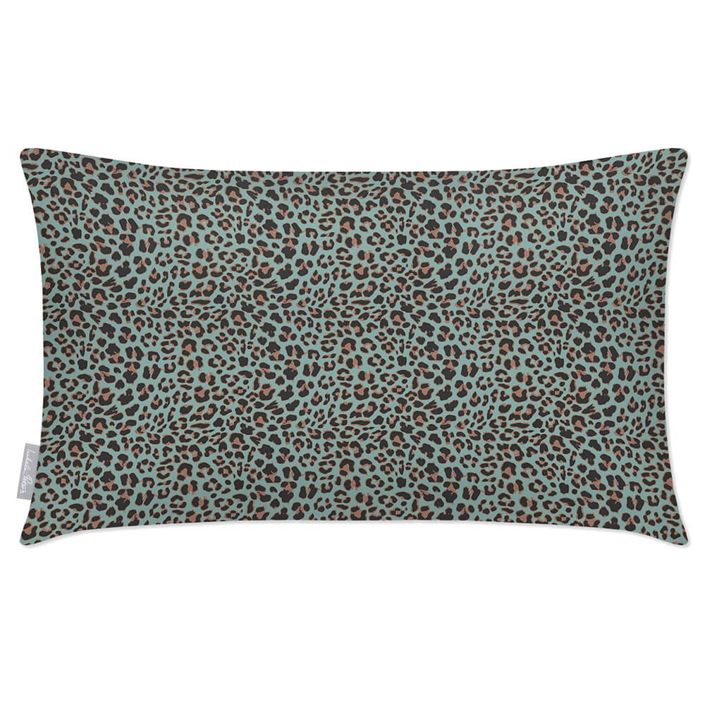 Outdoor Garden Waterproof Rectangle Cushion - Leopard - Blue Surf 50 x 30 cm by Izabela Peters