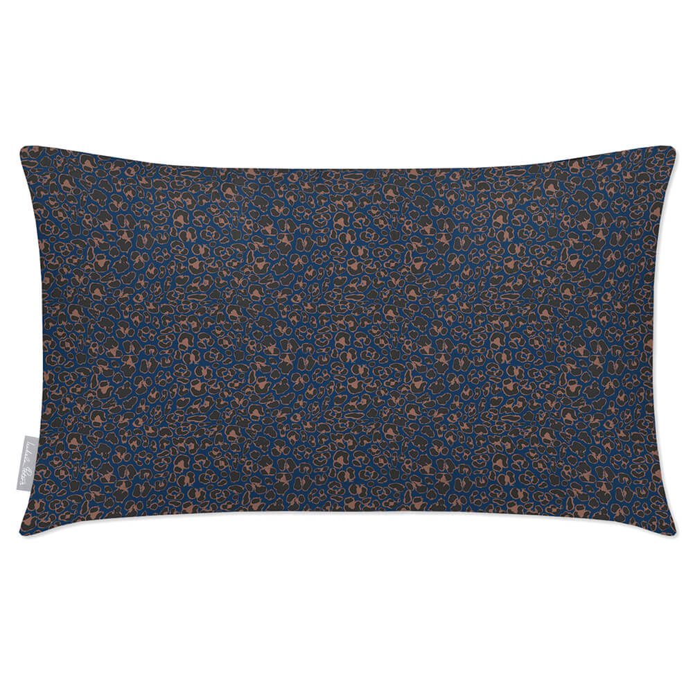 Outdoor Garden Waterproof Rectangle Cushion - Leopard - Estate Blue 50 x 30 cm by Izabela Peters