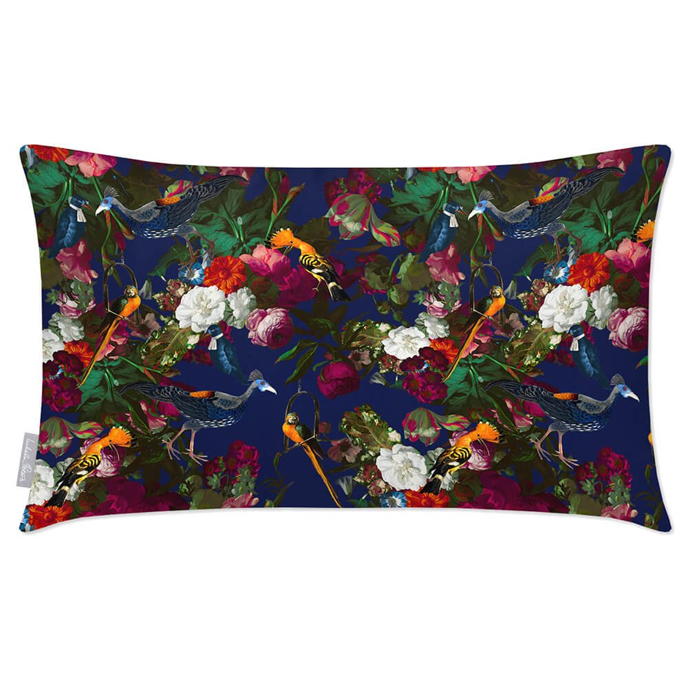 Outdoor Garden Waterproof Rectangle Cushion - Manor House Garden - Midnight 50 x 30 cm by Izabela Peters