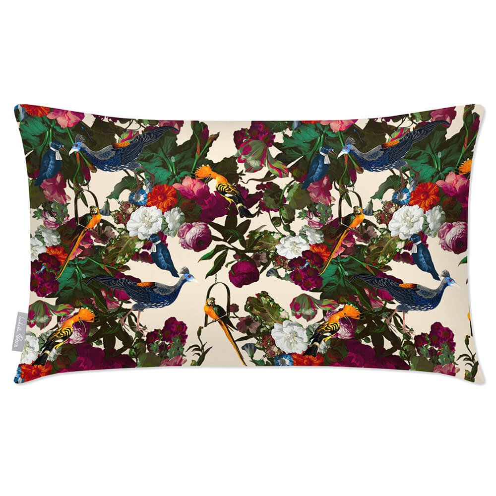 Outdoor Garden Waterproof Rectangle Cushion - Manor House Garden - Ivory Cream 50 x 30 cm by Izabela Peters