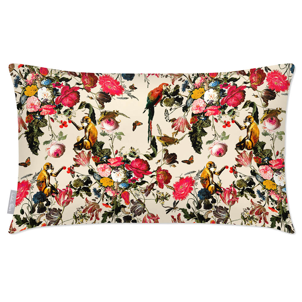 Outdoor Garden Waterproof Rectangle Cushion - Monkey Puzzle - Ivory Cream 50 x 30 cm by Izabela Peters