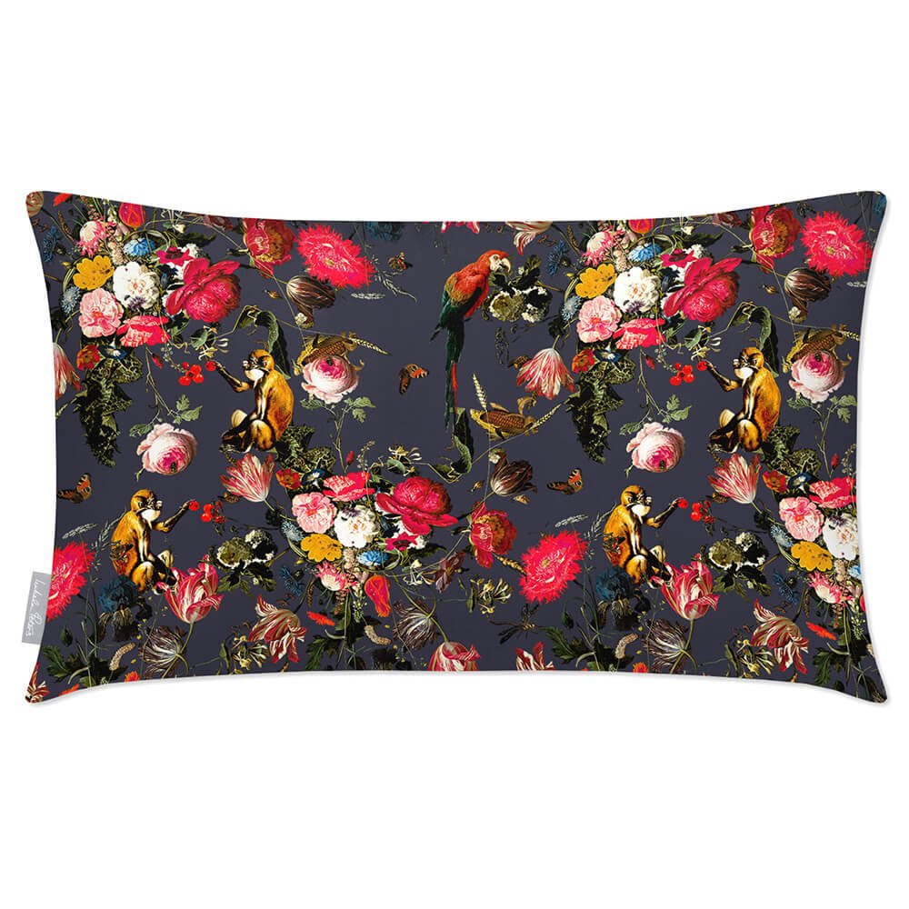 Outdoor Garden Waterproof Rectangle Cushion - Monkey Puzzle - Graphite 50 x 30 cm by Izabela Peters