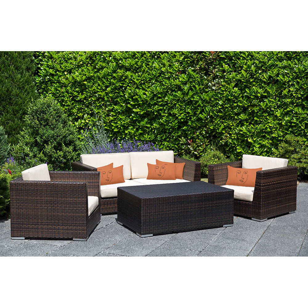 Outdoor Garden Waterproof Rectangle Cushion - Open Face - Burnt Ochre 50 x 30 cm by Izabela Peters