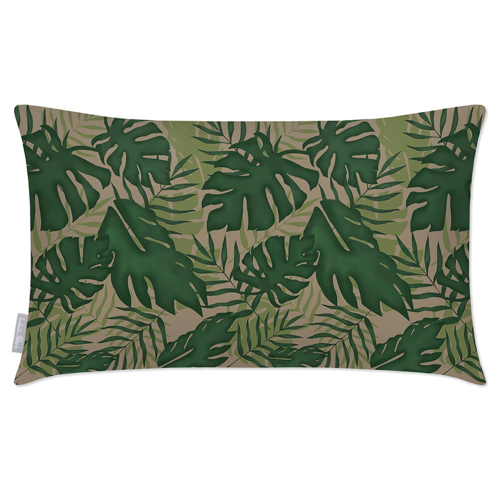 Outdoor Garden Waterproof Rectangle Cushion - Palm Leaf - Taupe 50 x 30 cm by Izabela Peters