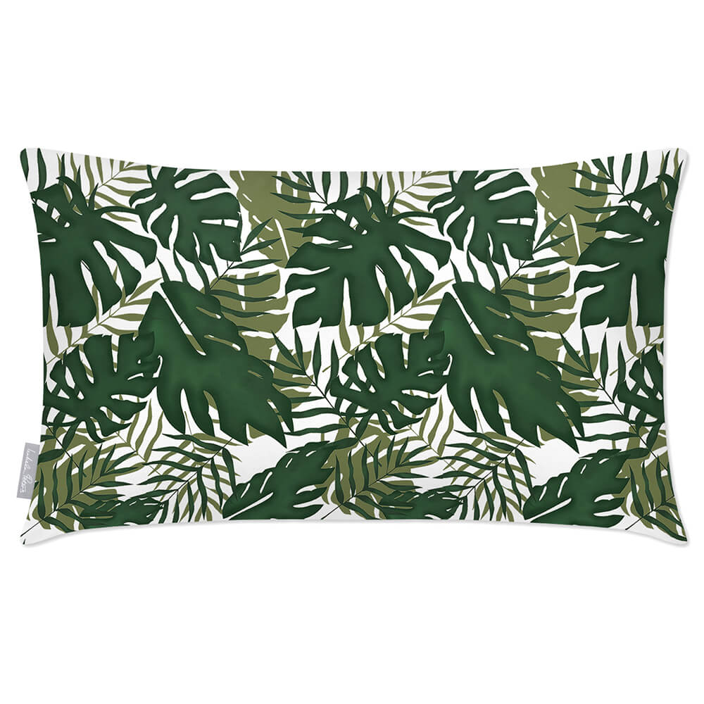 Outdoor Garden Waterproof Rectangle Cushion - Palm Leaf - White 50 x 30 cm by Izabela Peters