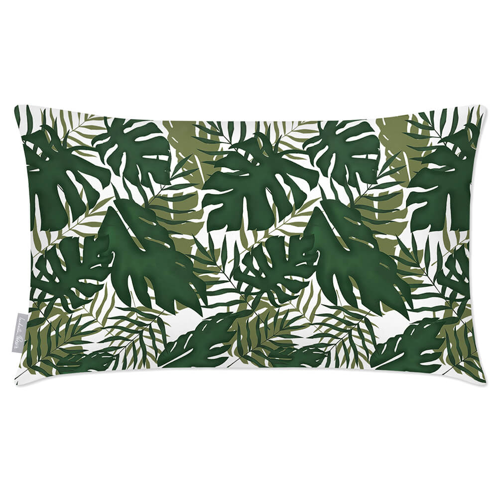 Outdoor Garden Waterproof Rectangle Cushion - Palm Leaf Luxury Outdoor Cushions Izabela Peters White 50 x 30 cm 