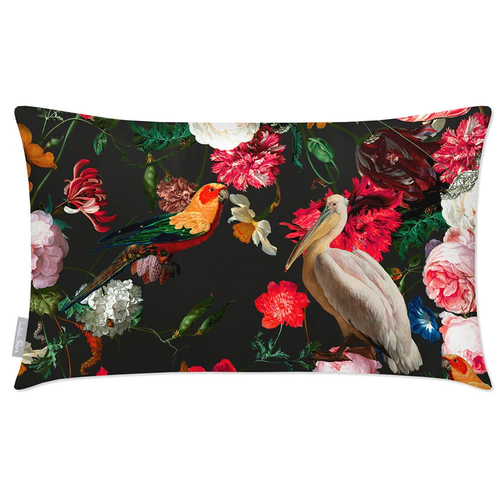 Outdoor Garden Waterproof Rectangle Cushion - Peruvian Paradise - Charcoal 50 x 30 cm by Izabela Peters