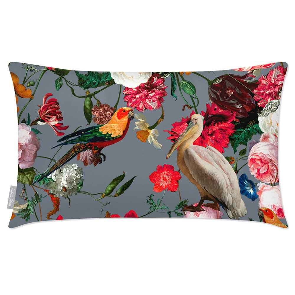 Outdoor Garden Waterproof Rectangle Cushion - Peruvian Paradise - French Grey 50 x 30 cm by Izabela Peters