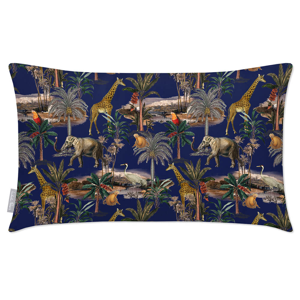 Safari Voyage | Outdoor Garden Waterproof Rectangle Cushion - Midnight 50 x 30 cm by Izabela Peters