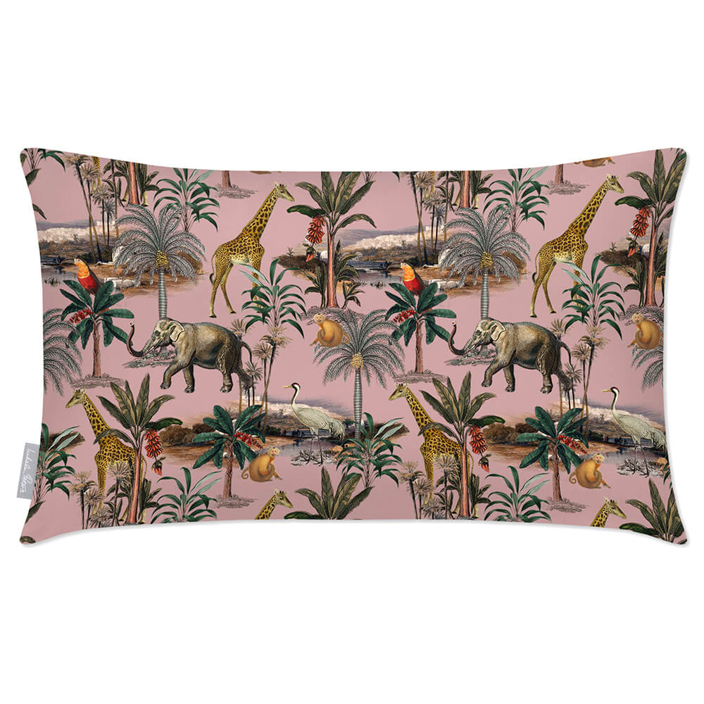 Safari Voyage | Outdoor Garden Waterproof Rectangle Cushion - Rosewater 50 x 30 cm by Izabela Peters