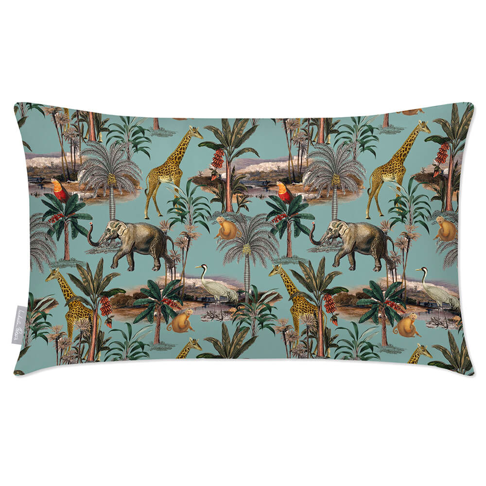 Safari Voyage | Outdoor Garden Waterproof Rectangle Cushion - Blue Surf 50 x 30 cm by Izabela Peters