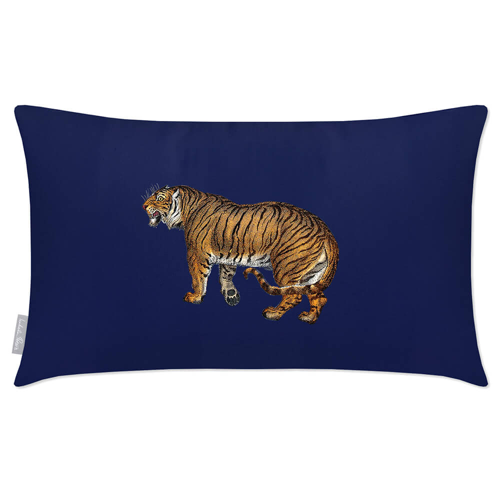 Outdoor Garden Waterproof Rectangle Cushion - Tiger - Midnight 50 x 30 cm by Izabela Peters