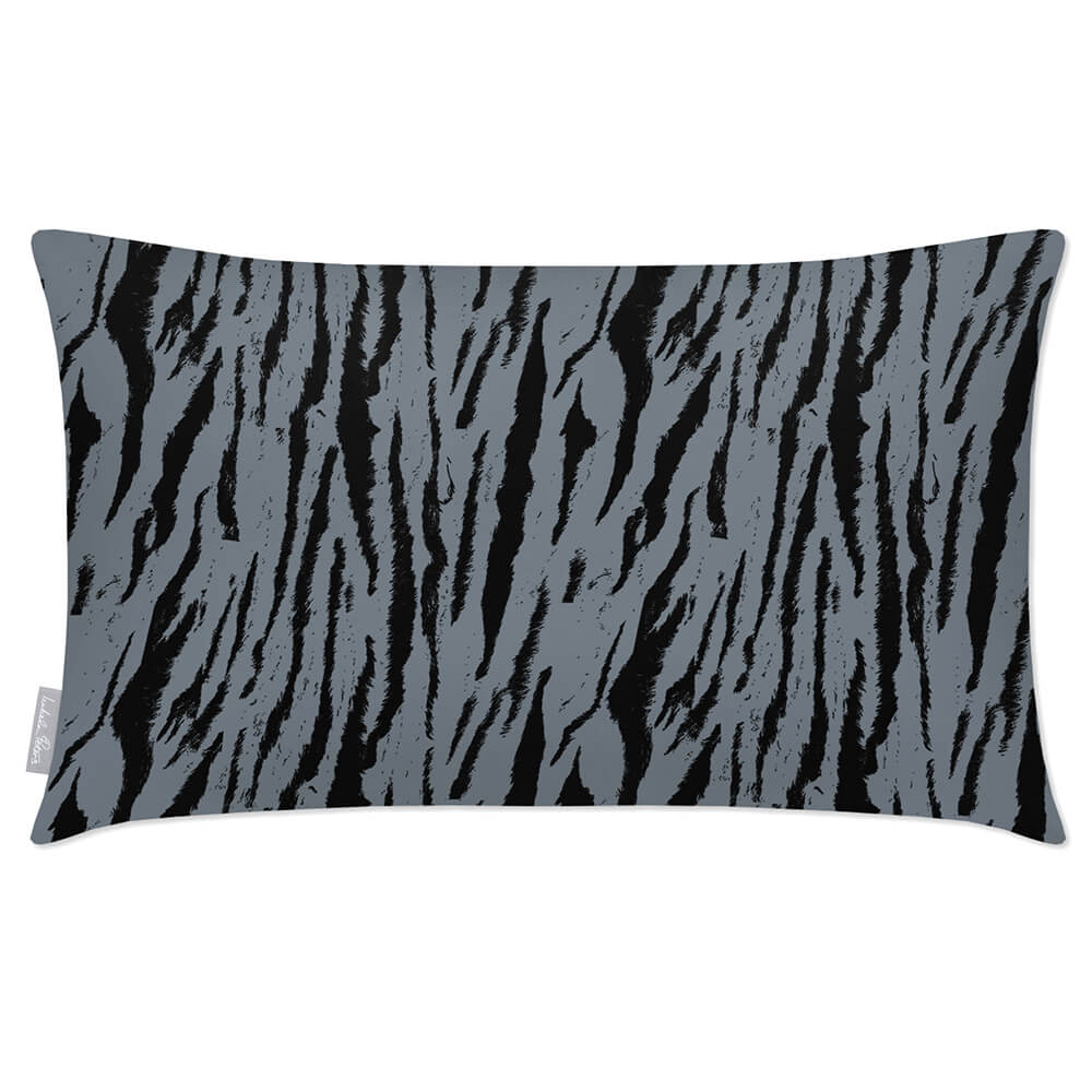 Outdoor Garden Waterproof Rectangle Cushion - Tiger Print - French Grey 50 x 30 cm by Izabela Peters
