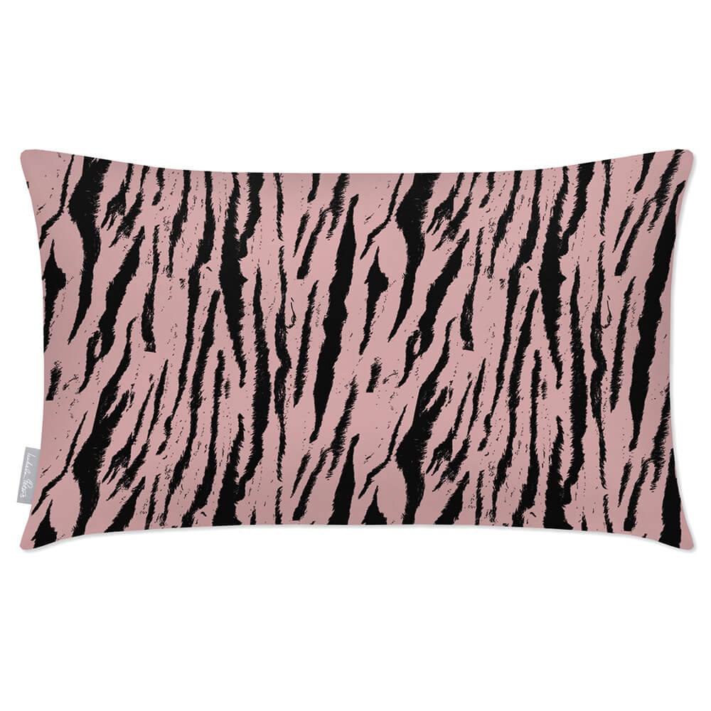 Outdoor Garden Waterproof Rectangle Cushion - Tiger Print - Rosewater 50 x 30 cm by Izabela Peters