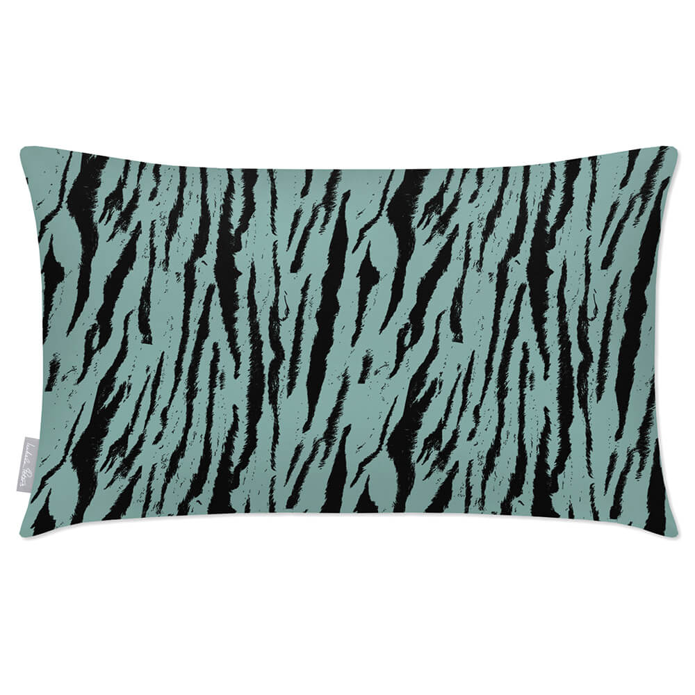 Outdoor Garden Waterproof Rectangle Cushion - Tiger Print - Blue Surf 50 x 30 cm by Izabela Peters