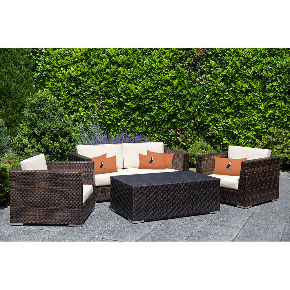 Outdoor Garden Waterproof Rectangle Cushion - Toucan - Burnt Orange 50 x 30 cm by Izabela Peters