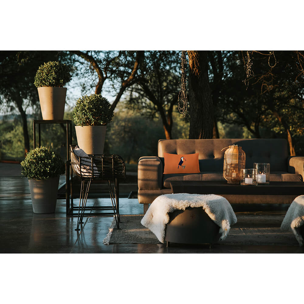 Outdoor Garden Waterproof Rectangle Cushion - Toucan - Burnt Orange 50 x 30 cm by Izabela Peters