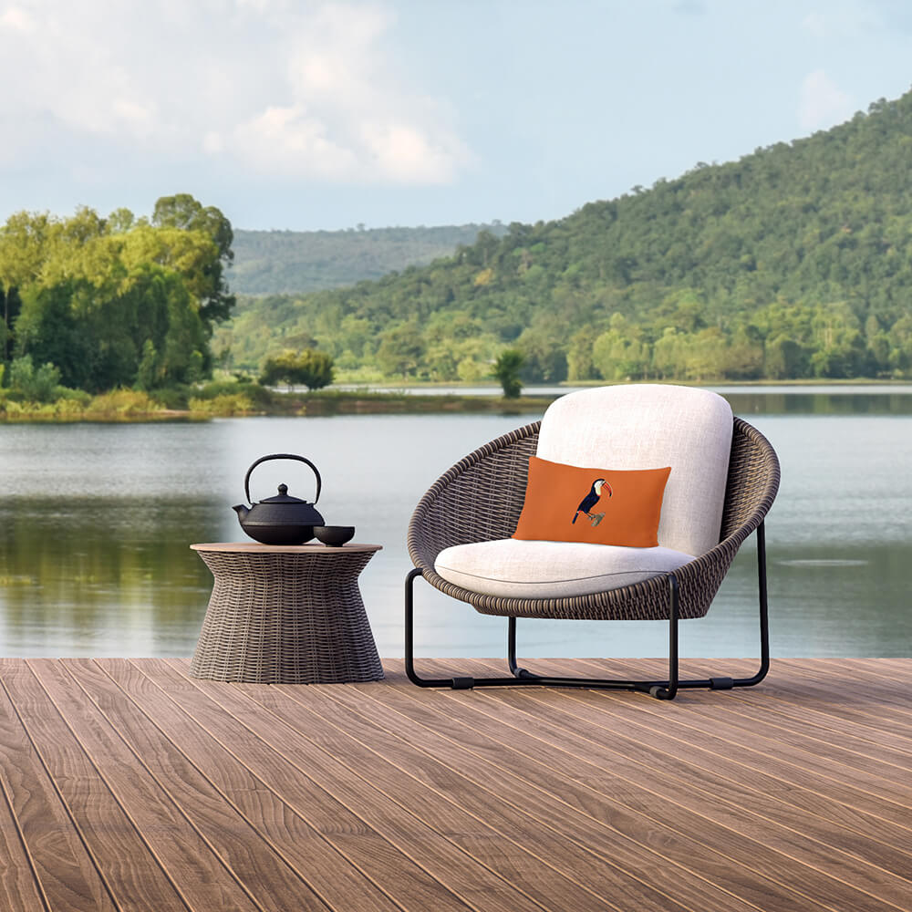 Outdoor Garden Waterproof Rectangle Cushion - Toucan - Burnt Orange 50 x 30 cm by Izabela Peters