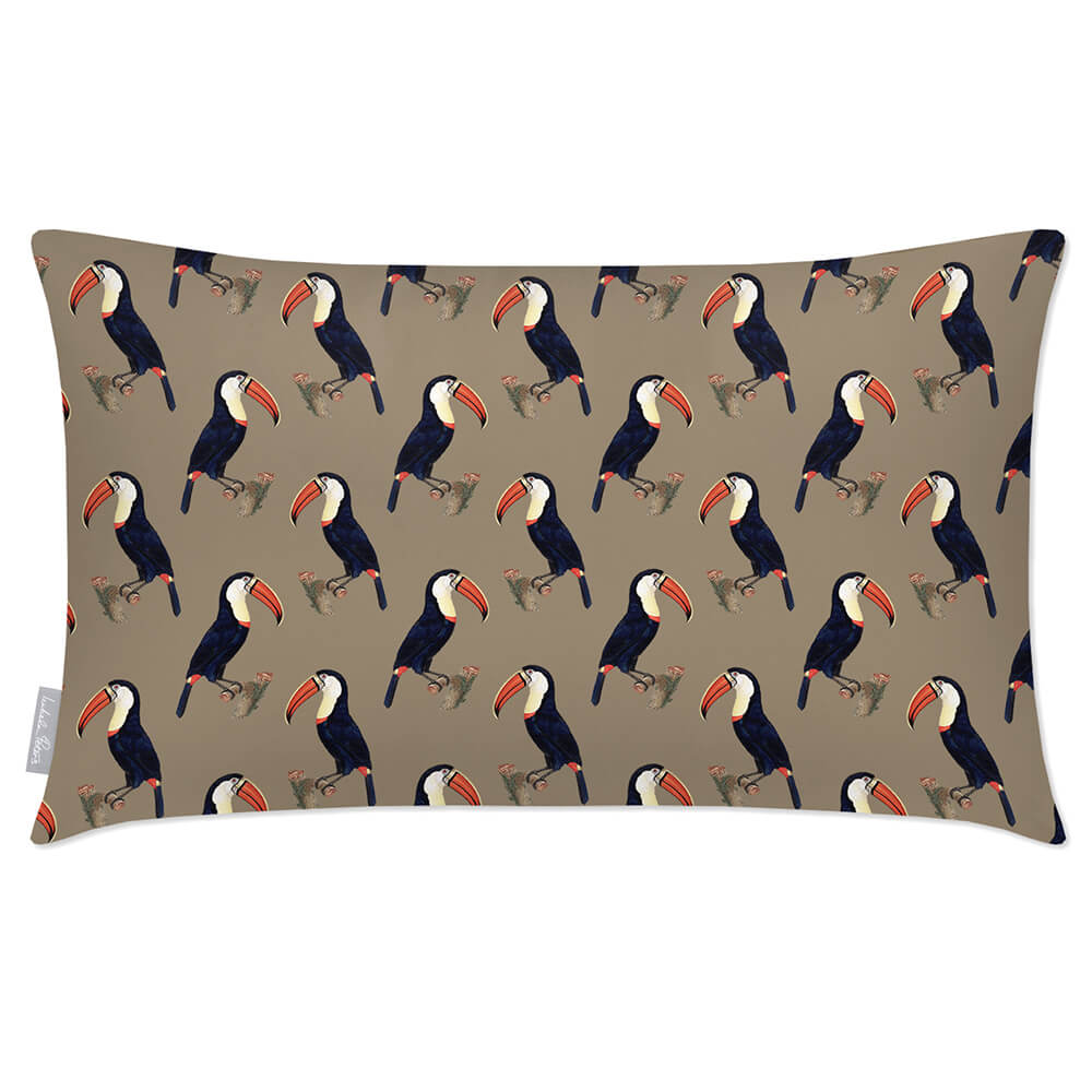 Outdoor Garden Waterproof Rectangle Cushion - Toucans - Taupe 50 x 30 cm by Izabela Peters