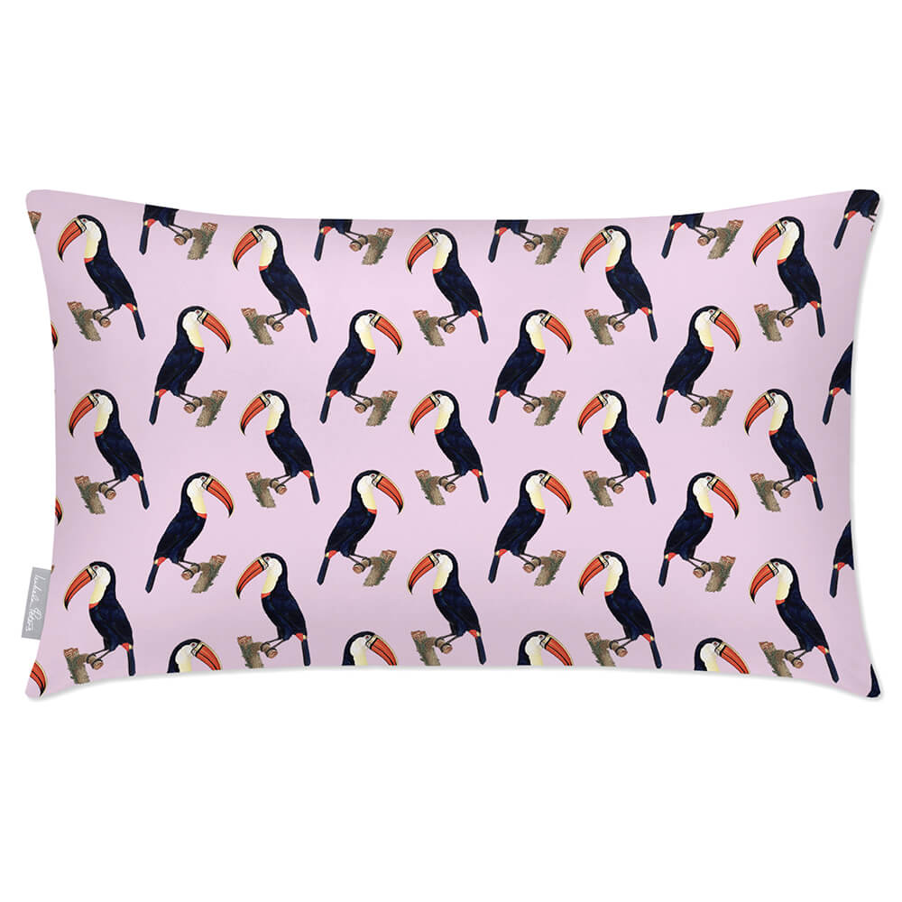 Outdoor Garden Waterproof Rectangle Cushion - Toucans - Blush Pink 50 x 30 cm by Izabela Peters