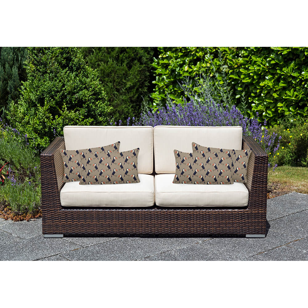 Outdoor Garden Waterproof Rectangle Cushion - Toucans - Taupe 50 x 30 cm by Izabela Peters