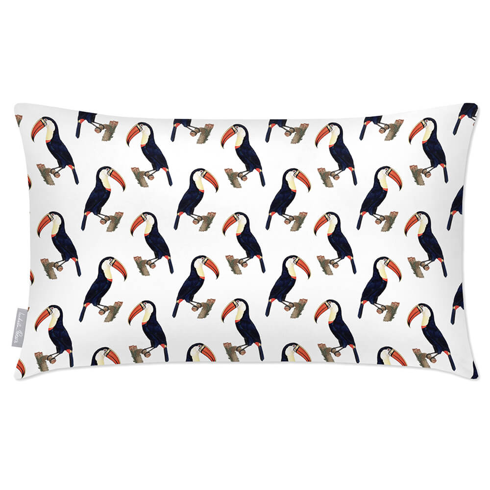 Outdoor Garden Waterproof Rectangle Cushion - Toucans - White 50 x 30 cm by Izabela Peters
