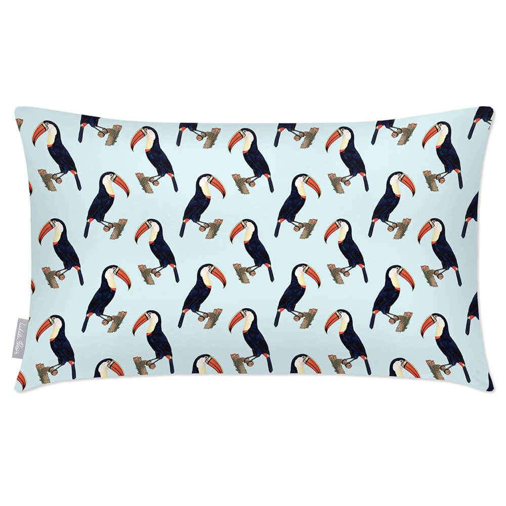 Outdoor Garden Waterproof Rectangle Cushion - Toucans - Duck Egg 50 x 30 cm by Izabela Peters