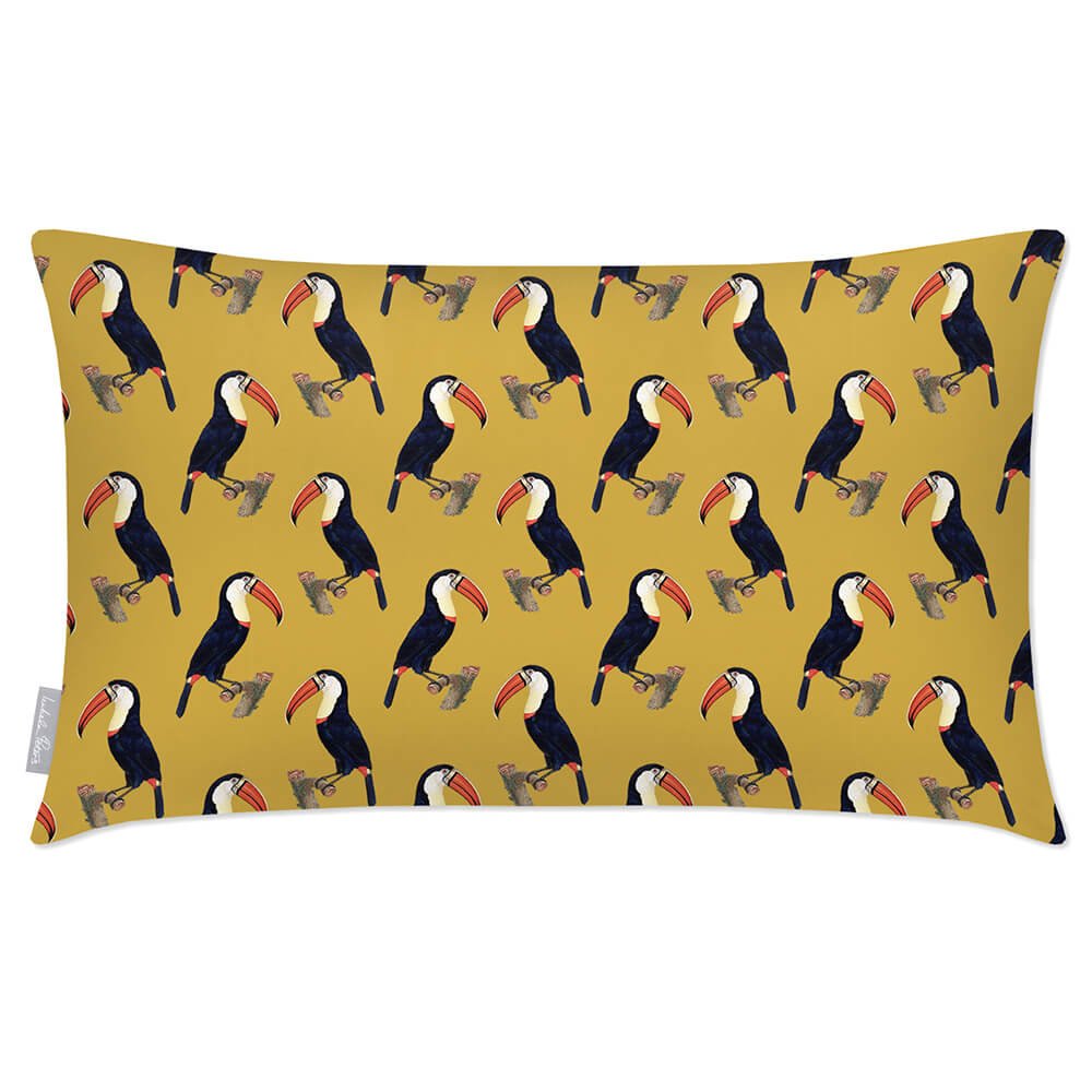 Outdoor Garden Waterproof Rectangle Cushion - Toucans - Mustard 50 x 30 cm by Izabela Peters