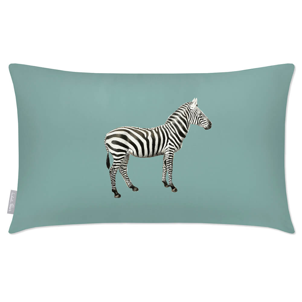 Outdoor Garden Waterproof Rectangle Cushion - Zebra - Blue Surf 50 x 30 cm by Izabela Peters