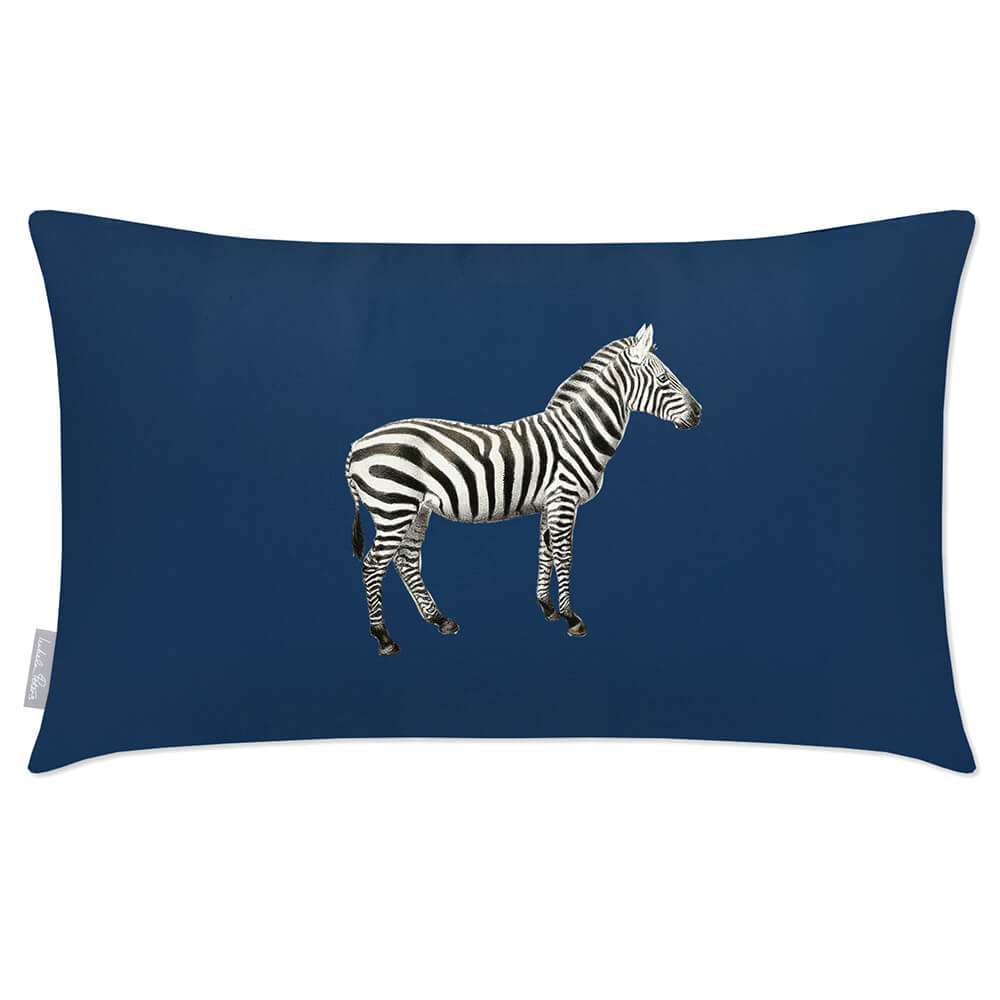 Outdoor Garden Waterproof Rectangle Cushion - Zebra - Estate Blue 50 x 30 cm by Izabela Peters