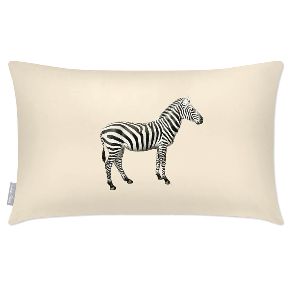 Outdoor Garden Waterproof Rectangle Cushion - Zebra - Ivory Cream 50 x 30 cm by Izabela Peters