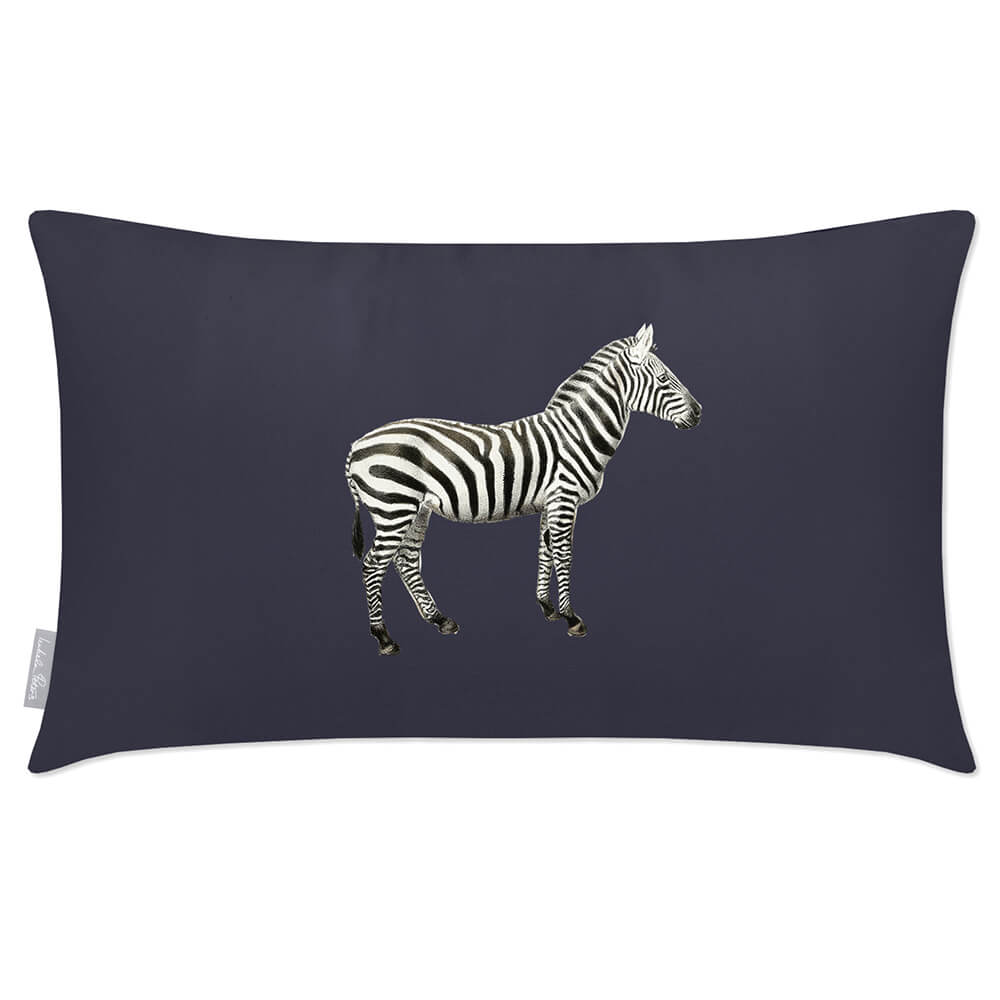 Outdoor Garden Waterproof Rectangle Cushion - Zebra - Graphite 50 x 30 cm by Izabela Peters