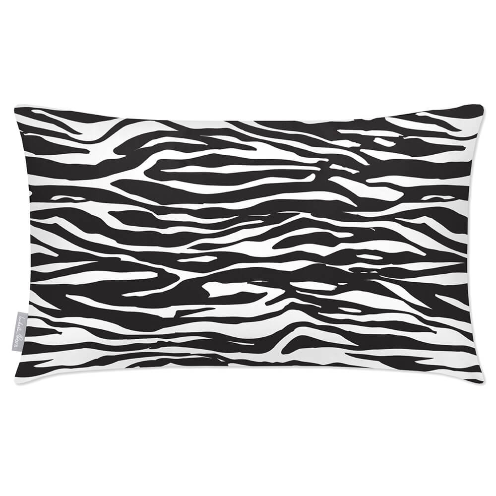 Outdoor Garden Waterproof Rectangle Cushion - Zebra Print - White and Black 50 x 30 cm by Izabela Peters