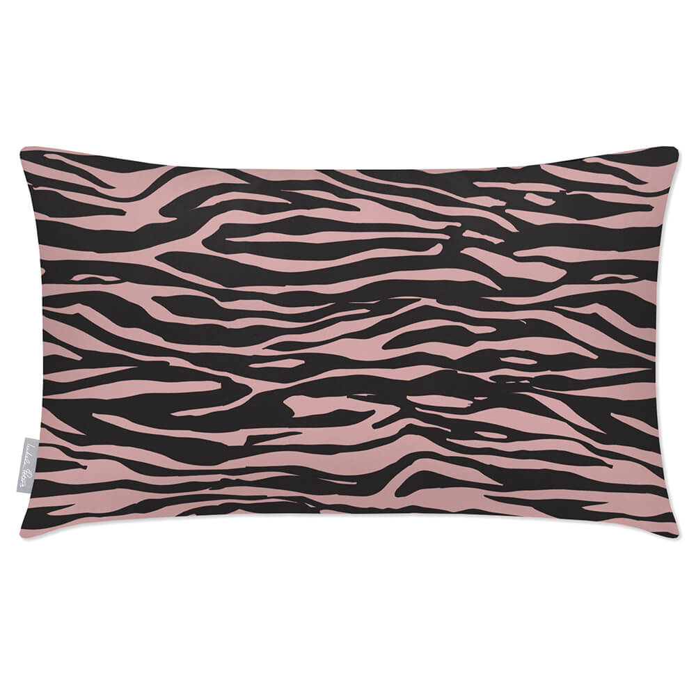 Outdoor Garden Waterproof Rectangle Cushion - Zebra Print - Rosewater 50 x 30 cm by Izabela Peters
