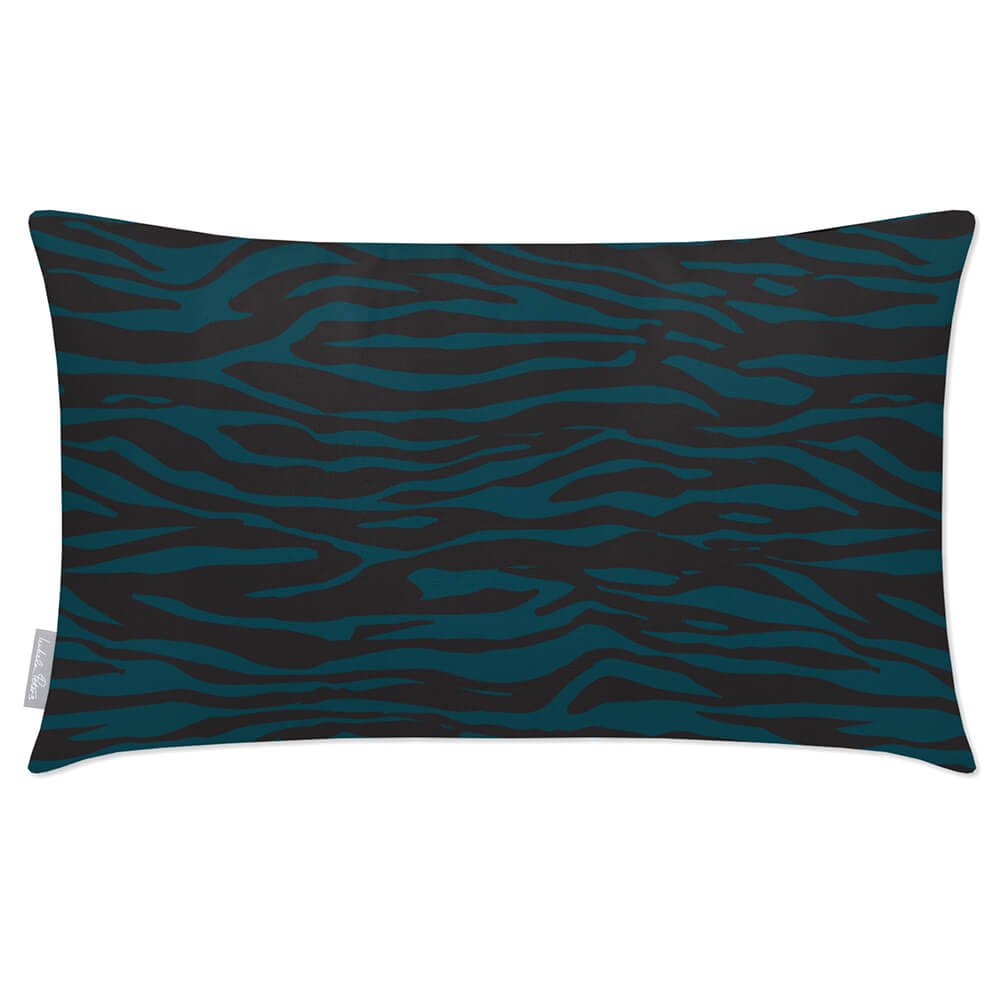Outdoor Garden Waterproof Rectangle Cushion - Zebra Print - Teal 50 x 30 cm by Izabela Peters