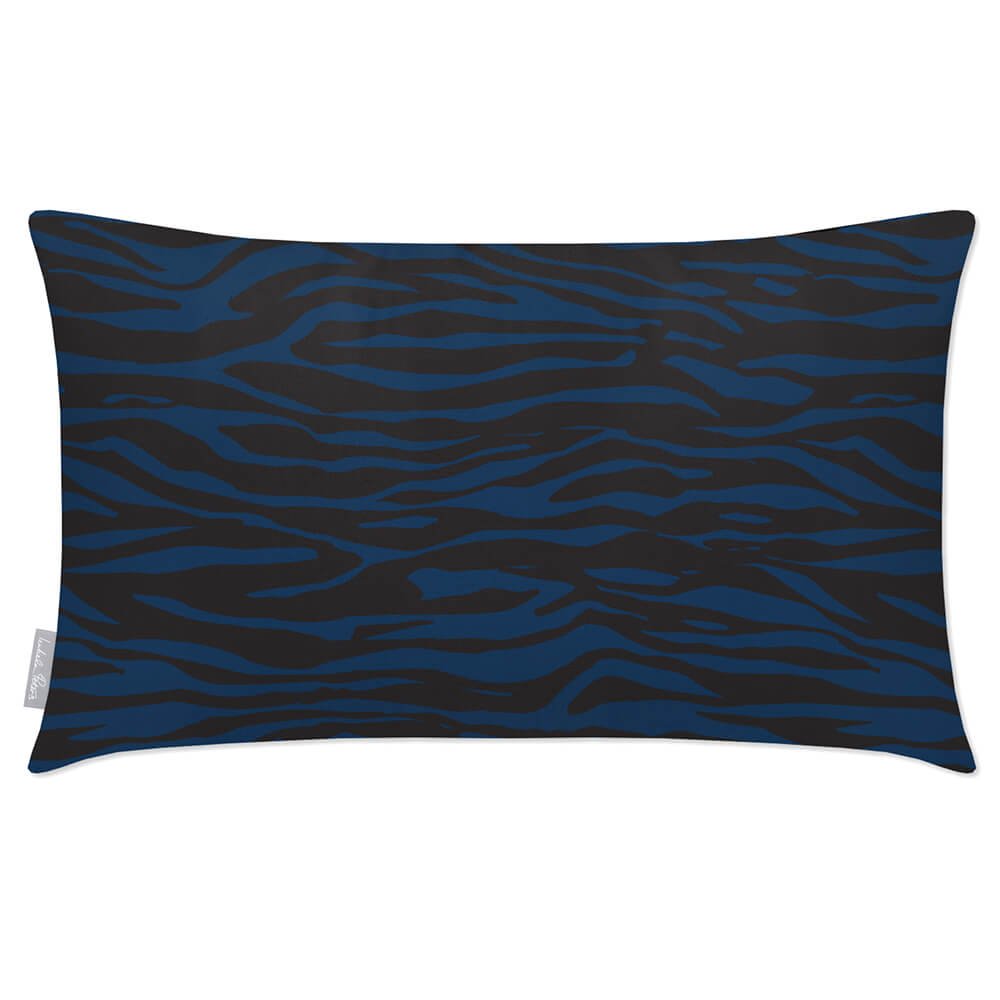 Outdoor Garden Waterproof Rectangle Cushion - Zebra Print - Estate Blue 50 x 30 cm by Izabela Peters