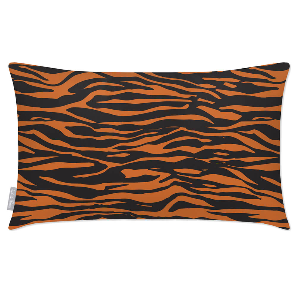 Outdoor Garden Waterproof Rectangle Cushion - Zebra Print - Orange and Black 50 x 30 cm by Izabela Peters