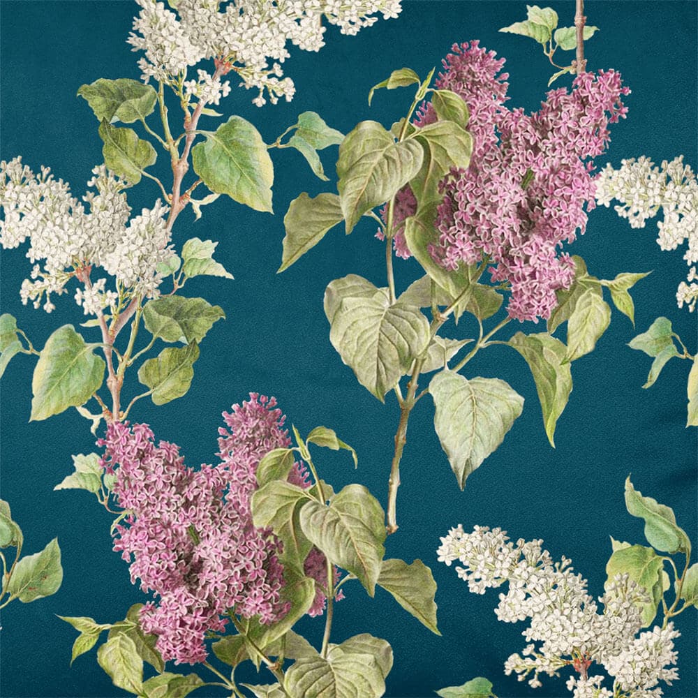 Evening Garden velvet fabric in Teal, pattern detail