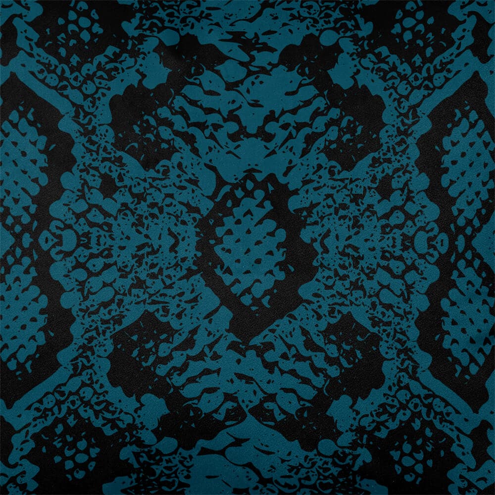 Exotic Snake Print velvet fabric in Teal, pattern detail