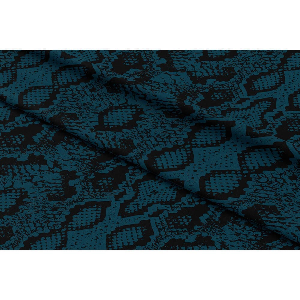 Exotic Snake Print velvet fabric in Teal