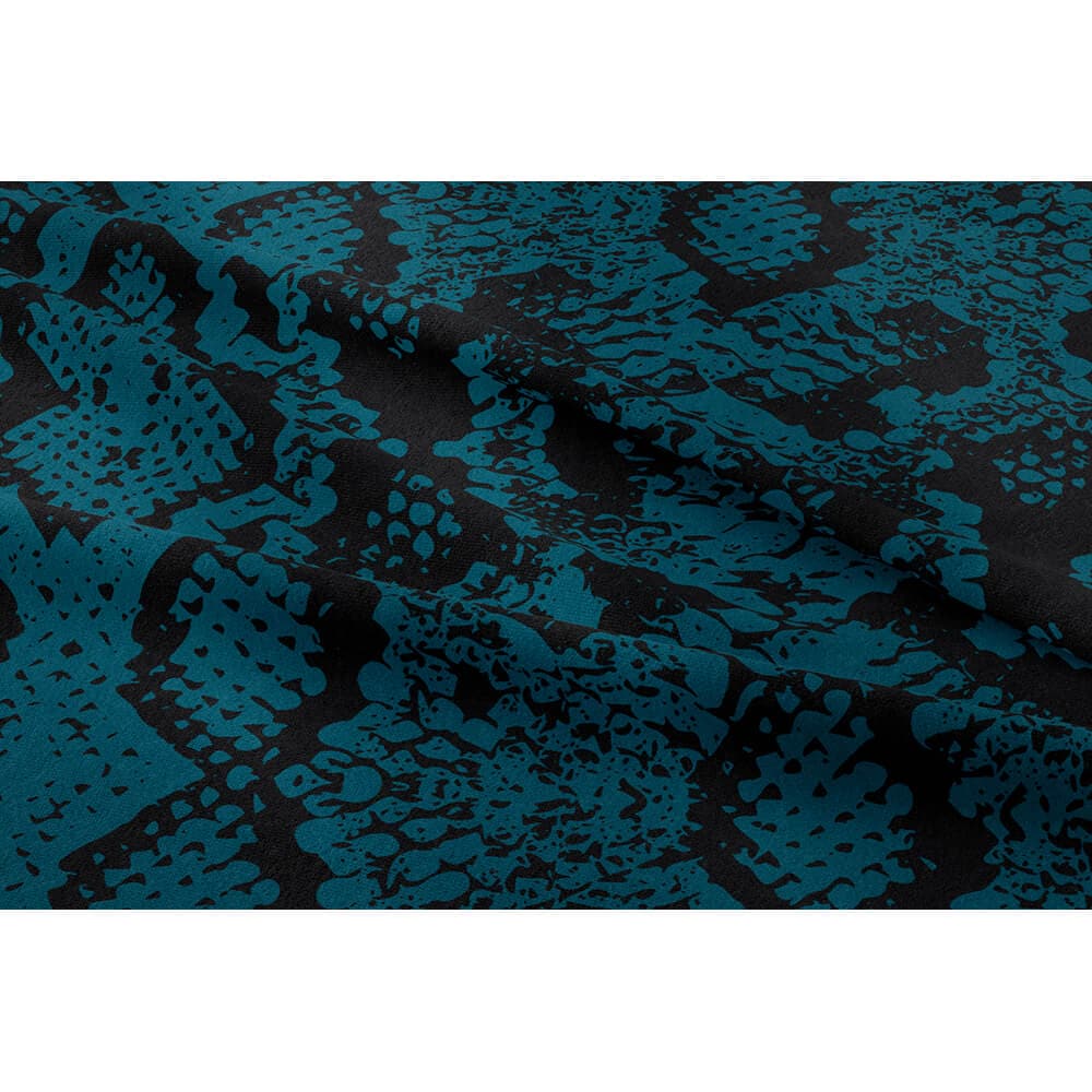 Exotic Snake Print velvet fabric in Teal