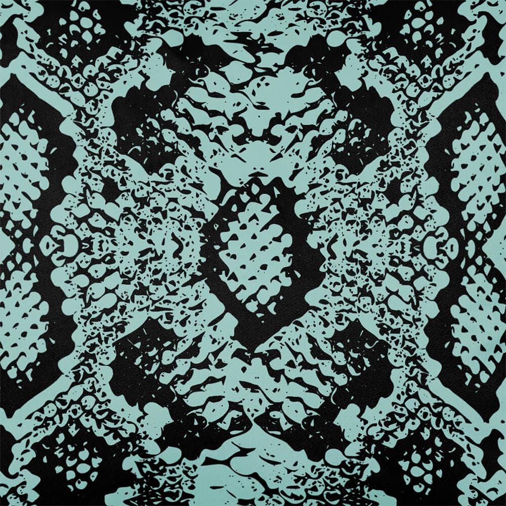 Upholstery Curtain Fabric - Luxury Eco - Friendly Velvet - Exotic Snake Print - Blue Surf by Izabela Peters