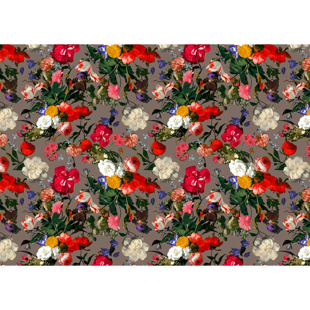 Upholstery Curtain Fabric - Luxury Eco - Friendly Velvet - Garden Bouquet - Dovedale Stone by Izabela Peters
