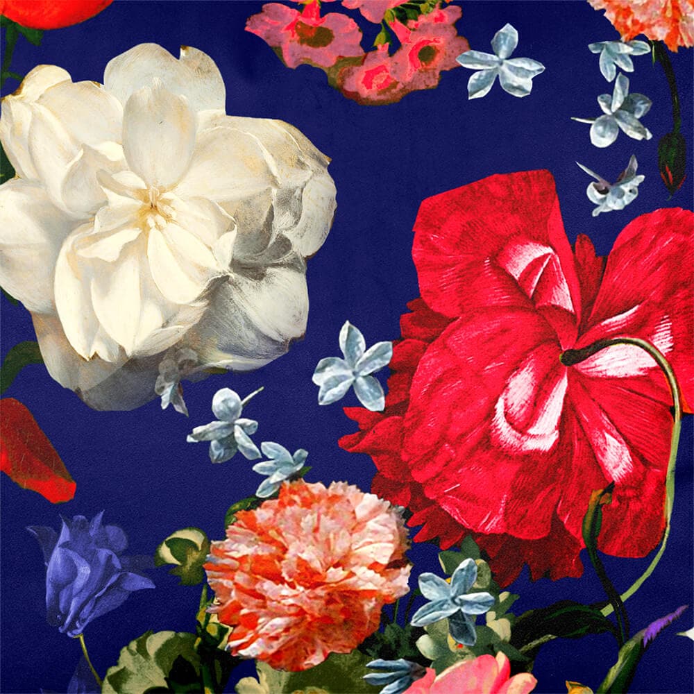 Upholstery Curtain Fabric - Luxury Eco - Friendly Velvet - Garden Bouquet - Midnight by Izabela Peters