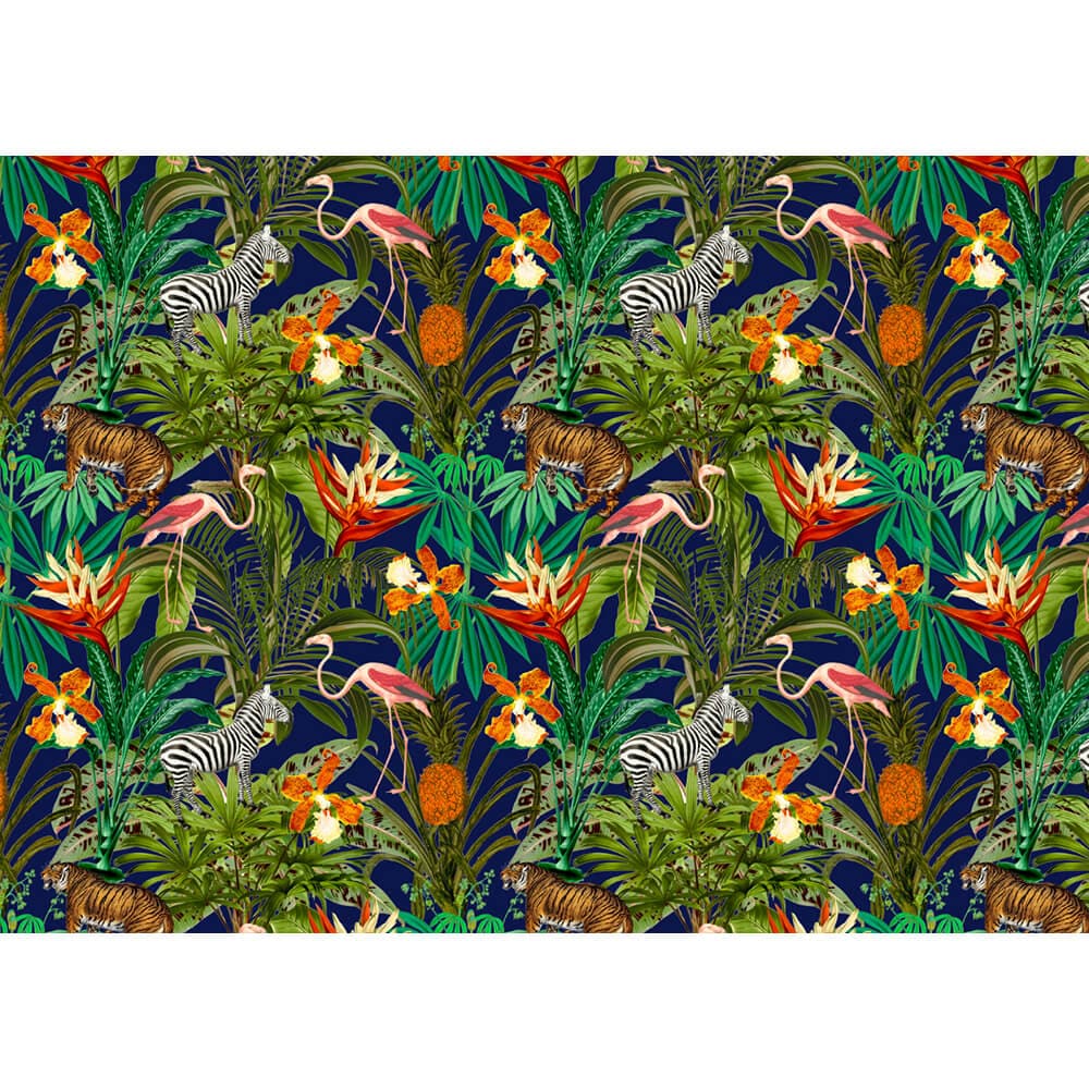 Upholstery Curtain Fabric - Luxury Eco - Friendly Velvet - Jungle Fusion - Midnight by Izabela Peters