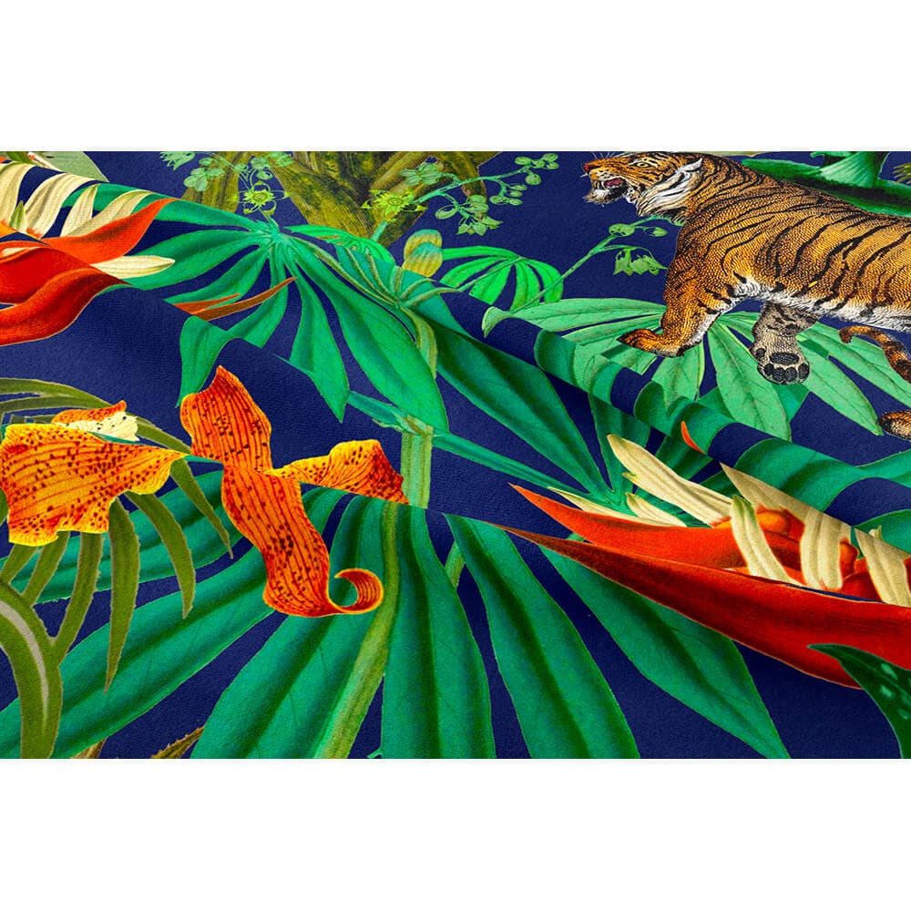 Upholstery Curtain Fabric - Luxury Eco - Friendly Velvet - Jungle Fusion - Midnight by Izabela Peters