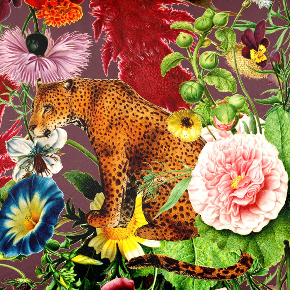 Upholstery Curtain Fabric - Luxury Eco - Friendly Velvet - Junglescape - Italian Grape by Izabela Peters