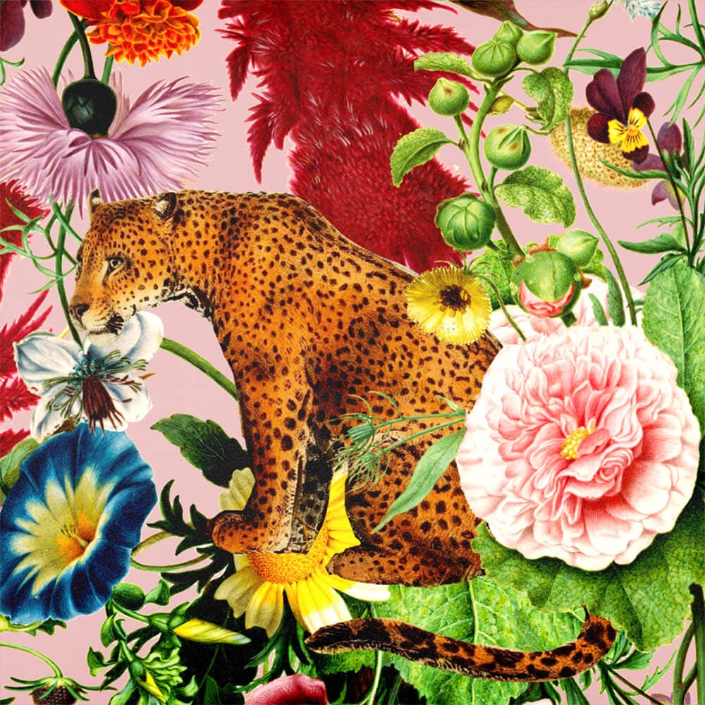 Upholstery Curtain Fabric - Luxury Eco - Friendly Velvet - Junglescape - Rosewater by Izabela Peters